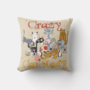 Crazy Cat Lady Cartoon Cats Cushion