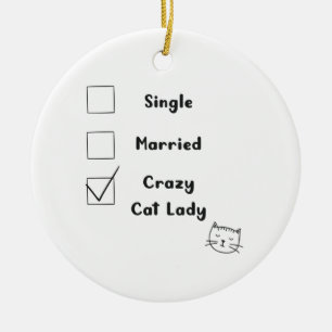 Crazy Cat Lady Cat Mum Gift Ceramic Tree Decoration
