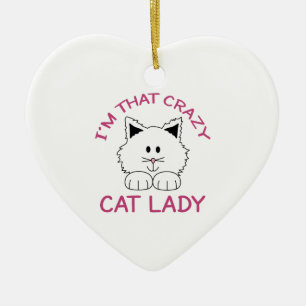 CRAZY CAT LADY CERAMIC TREE DECORATION