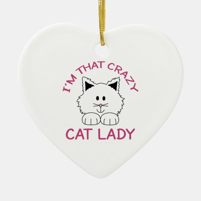 CRAZY CAT LADY CERAMIC TREE DECORATION (Front)