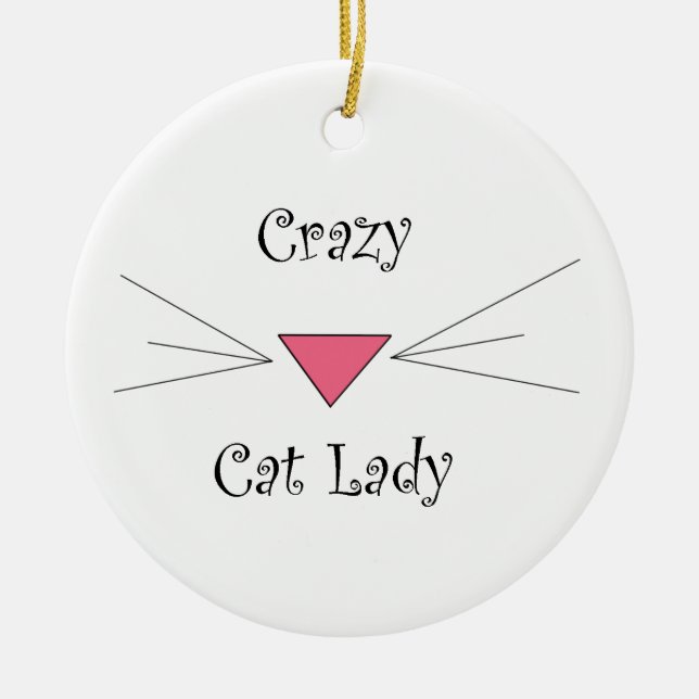 Crazy Cat Lady Ceramic Tree Decoration (Front)