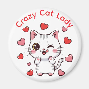 Crazy Cat Lady Chibi Cat Magnet