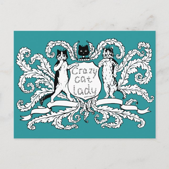 Crazy Cat lady Coat of Arms Postcard (Front)