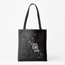 Crazy Cat Lady Colourful Cartoon Pattern Gift