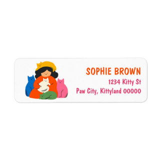Crazy Cat Lady Colourful Kittens Return Address