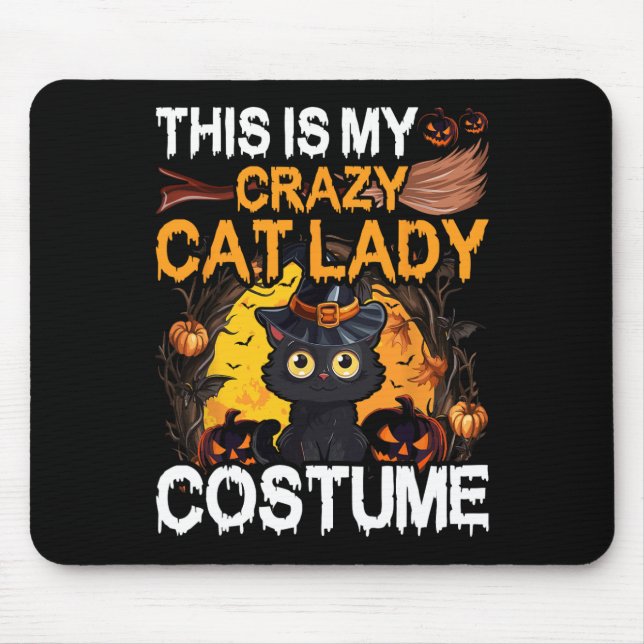 Crazy Cat Lady Costume Black Cat Funny Halloween D Mouse Mat (Front)