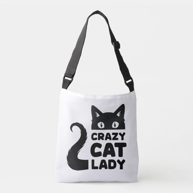 Crazy Cat Lady Crossbody Tote/Messenger Bag (Front)