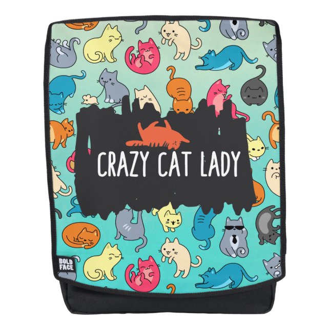 Crazy Cat Lady Cute and Playful Cat Pattern Backpack (Front)