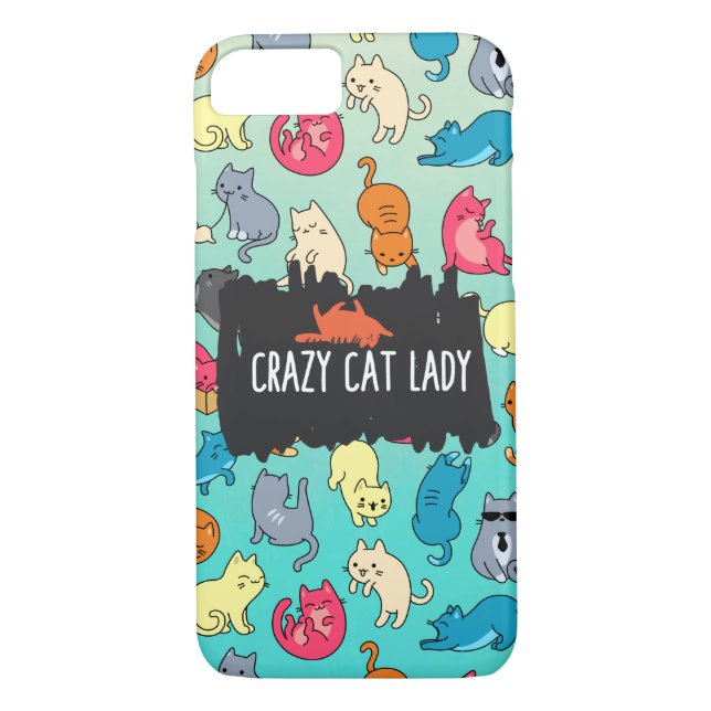 Crazy Cat Lady Cute and Playful Cat Pattern Case-Mate iPhone Case (Back)