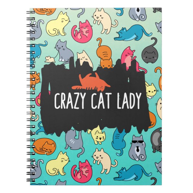 Crazy Cat Lady Cute and Playful Cat Pattern Notebook (Front)