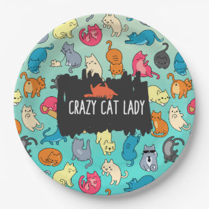 Crazy Cat Lady Cute and Playful Cat Pattern Paper Plate