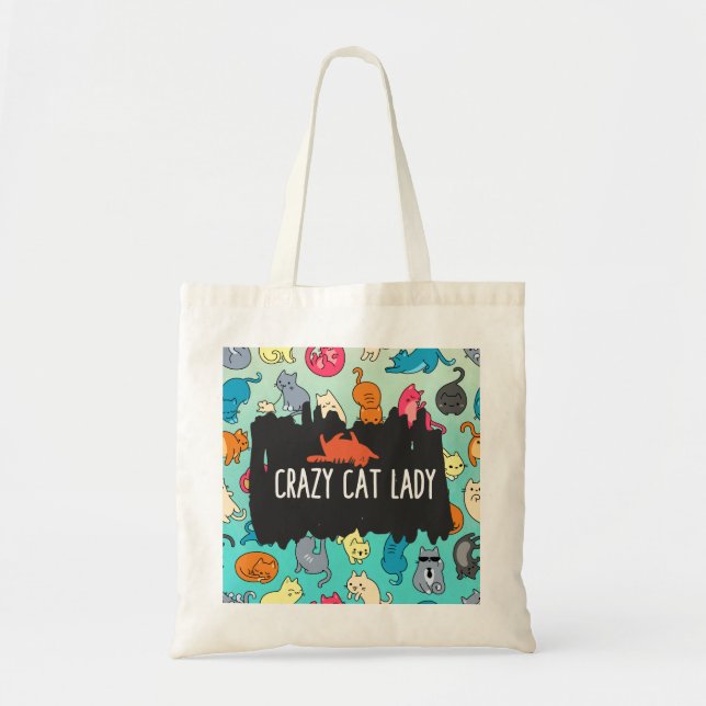 Crazy Cat Lady Cute and Playful Cat Pattern Tote Bag (Front)