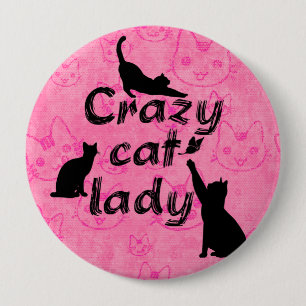 Crazy cat lady cute cats background Button