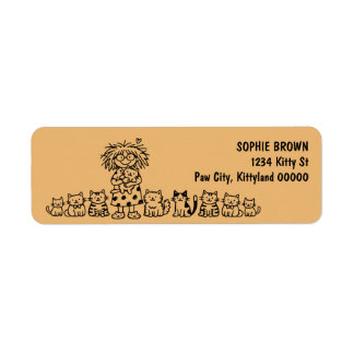 Crazy Cat Lady Cute Kittens Doodle Return Address