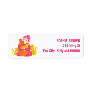 Crazy Cat Lady Cute Kittens Pink Return Address