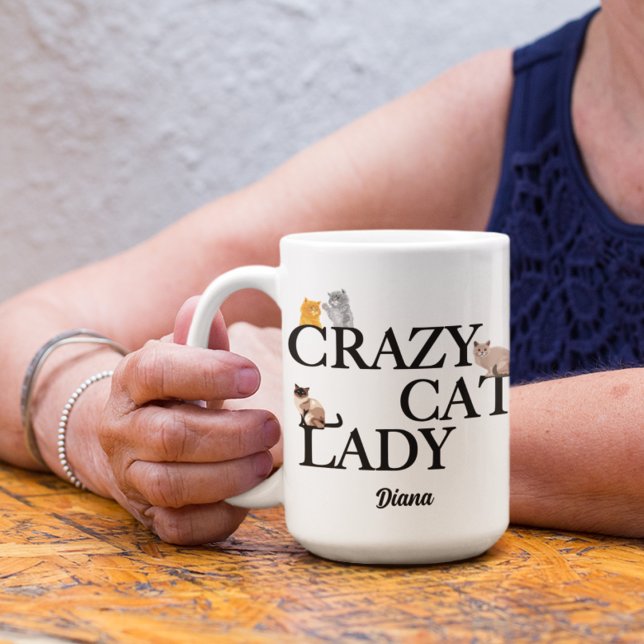 Crazy Cat Lady Cute Personalised Coffee Mug (Creator Uploaded)