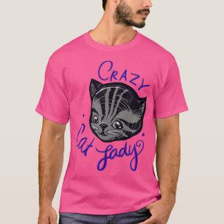 Crazy Cat Lady Cute Tiger Stripe Tabby Cat Art - T-Shirt
