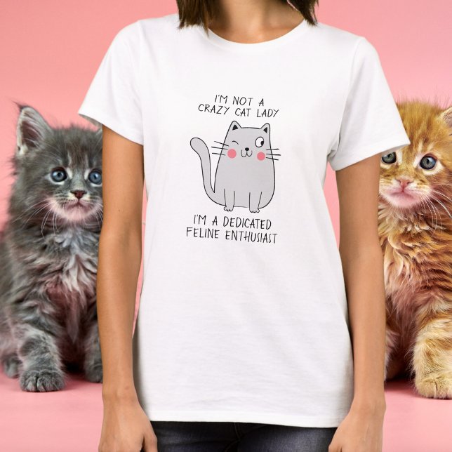 Crazy Cat Lady Cute Winking Grey Cat Minimal T-Shirt (Creator Uploaded)