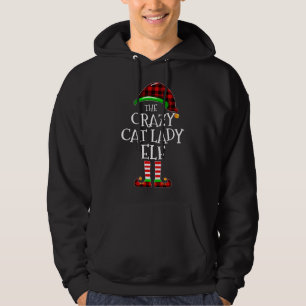 Crazy Cat Lady Elf Buffalo Plaid Matching Family C Hoodie