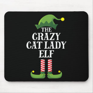 Crazy Cat Lady Elf Matching Family Group Christmas Mouse Mat