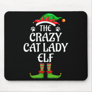 Crazy Cat Lady Elf Matching Family Group Christmas Mouse Mat