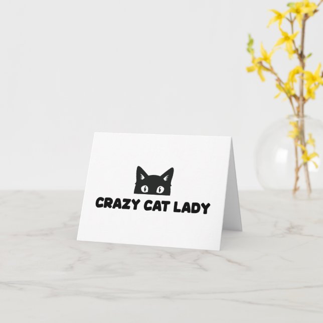 Crazy Cat Lady Folded Note Card / Greeting Card (Yellow Flower)