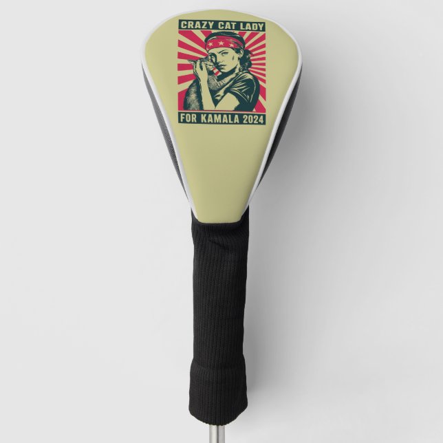 Crazy Cat Lady For Kamala 2024  Golf Head Cover (Front)