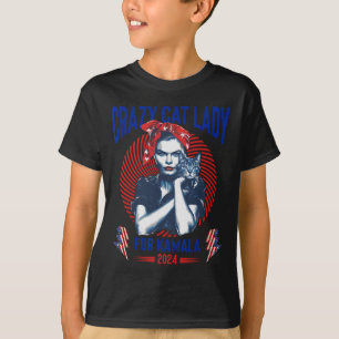 Crazy Cat Lady For Kamala 2024 Kamala Election 202 T-Shirt