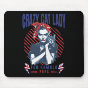 Crazy Cat Lady For Kamala 2024  Mouse Mat