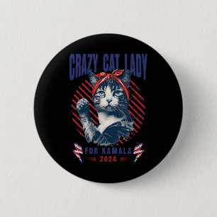 Crazy Cat Lady For Kamala Childless Cat Lady Kamal 6 Cm Round Badge