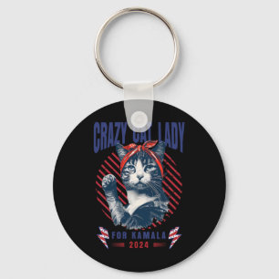 Crazy Cat Lady For Kamala Childless Cat Lady Kamal Key Ring