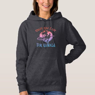 Crazy Cat Lady for Kamala Harris 24 Funny Witches Hoodie