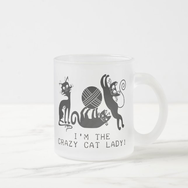 Crazy Cat Lady Frosted Glass Coffee Mug (Right)