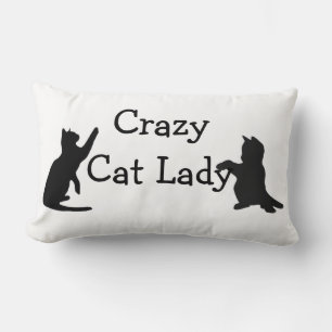 Crazy Cat Lady Fun Animal Art Lumbar Cushion