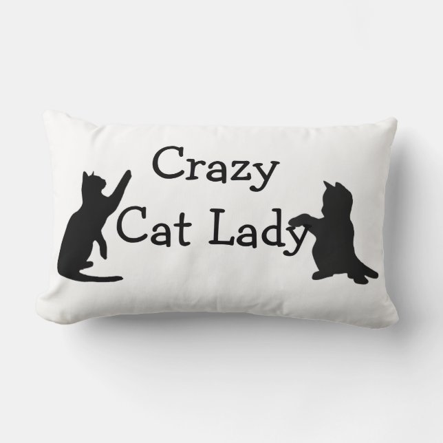 Crazy Cat Lady Fun Animal Art Lumbar Cushion (Front)