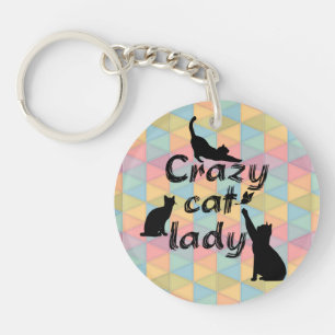 Crazy Cat Lady Fun Funny and Cool Playful Cats Key Ring