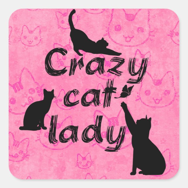 Crazy Cat Lady Fun Playful Cats Square Sticker (Front)