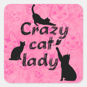 Crazy Cat Lady Fun Playful Cats Square Sticker