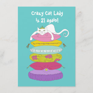 Crazy cat lady funny birthday party Invites