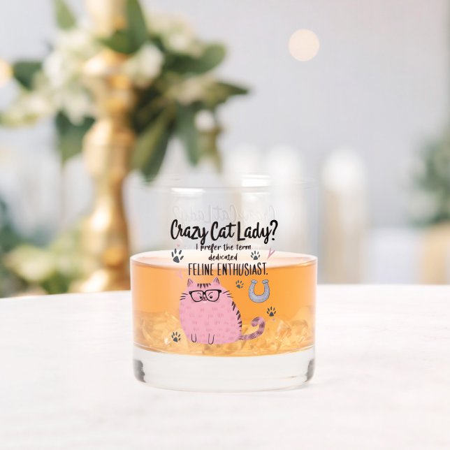 Crazy Cat Lady? Funny Cat Lover Gift  Whiskey Glass (Insitu (Wedding))