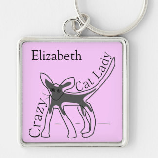 Crazy Cat Lady Funny Cat Personalised Design Key Ring