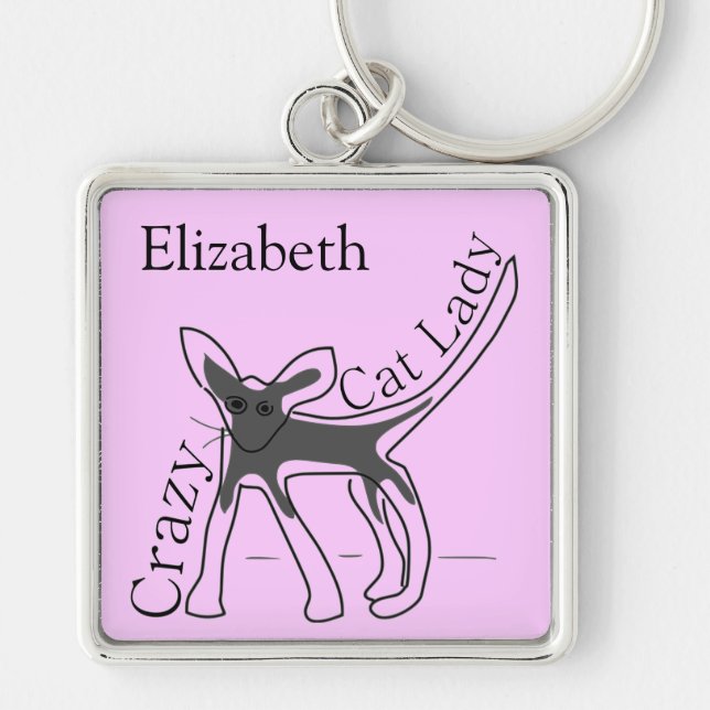 Crazy Cat Lady Funny Cat Personalised Design Key Ring (Front)