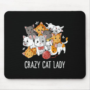 Crazy Cat Lady Funny Girls Women Kitten Animal Lov Mouse Mat