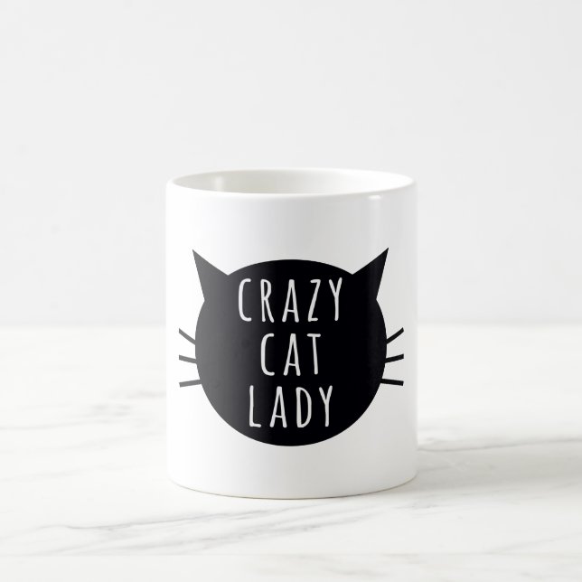 Crazy Cat Lady Funny Humour Typography Coffee Mug (Center)