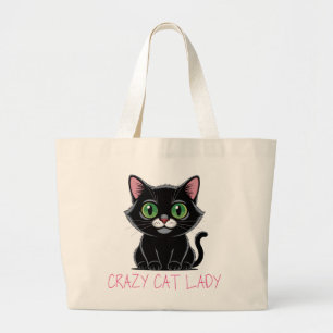 Crazy Cat Lady Gift Kawaii Kitten Kitty Mom Large Tote Bag