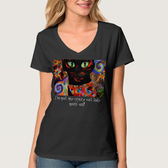 Crazy Cat Lady Halloween Graphic T-Shirt (Front)