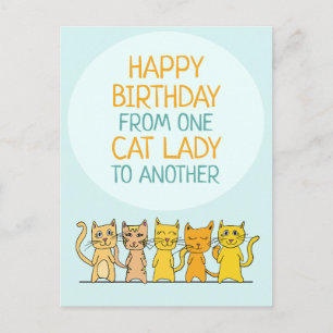 Crazy Cat Lady Happy Birthday Postcard