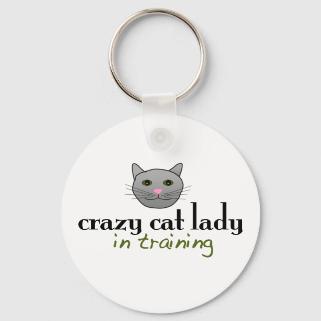 Crazy cat lady in training key ring (Front)