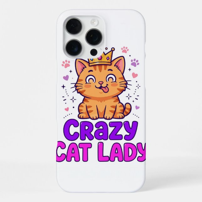 Crazy Cat Lady iPhone 16 Pro Max Case (Back)