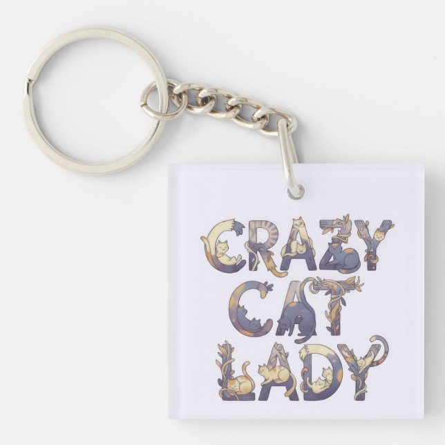Crazy Cat Lady Key Ring (Front)